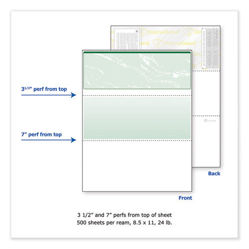 Image of DocuGard Standard Security Check, 11 Features, 8.5 X 11, Green Marble Top, 500/ream