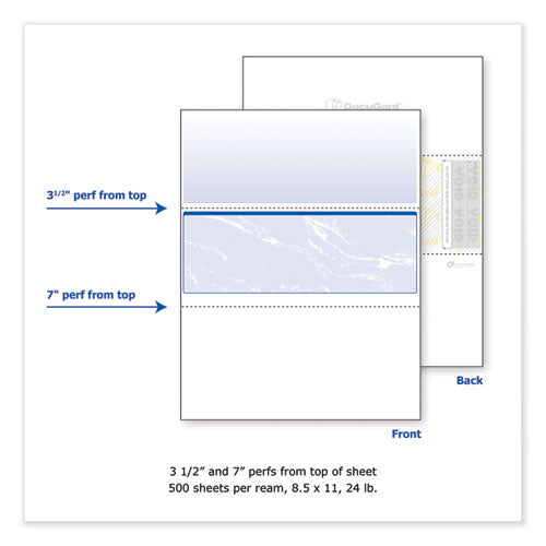 Image of DocuGard 04509 Standard Security Check, 11 Features, 8.5 X 11, Blue Marble Middle, 500/ream