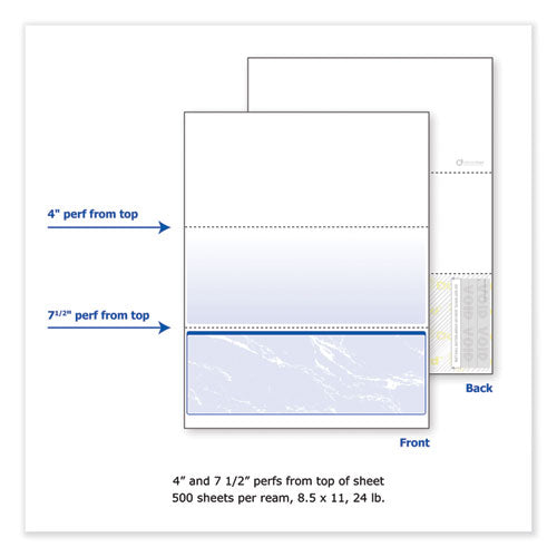 Image of DocuGard Standard Security Check, 11 Features, 8.5 X 11, Blue Marble Bottom, 500/ream