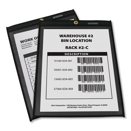 Image of C-Line® 45912 Stitched Shop Ticket Holders, Super Heavy-Duty, 9 x 12 Insert, Clear Front, Black Pressboard Back, Black Border, 25/Box