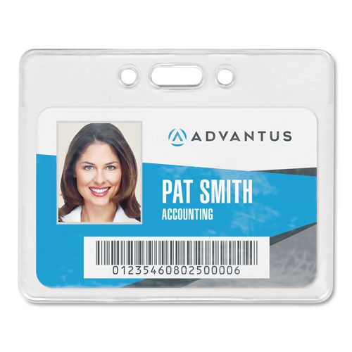 Image of Advantus 75450 Proximity ID Badge Holders, Horizontal, Clear 3.75" x 3" Holder, 3.5" x 2.25" Insert, 50/Pack