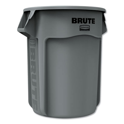 Image of Rubbermaid® Commercial FG265500GRAY Vented Round Brute Container, 55 gal, Plastic,  Gray