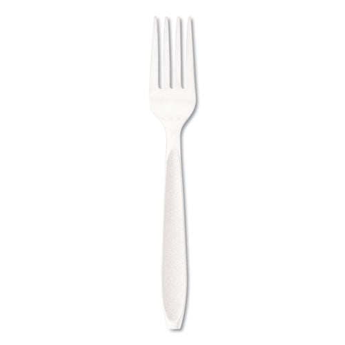 Image of SOLO® HSWF-0007 Impress Heavyweight Full-Length Polystyrene Cutlery, Fork, Plastic, White, 1,000/Carton