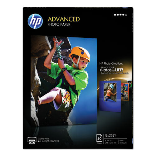 Image of HP Q7853A Advanced Photo Paper, 10.5 Mil, 8.5 X 11, Glossy White, 50/pack