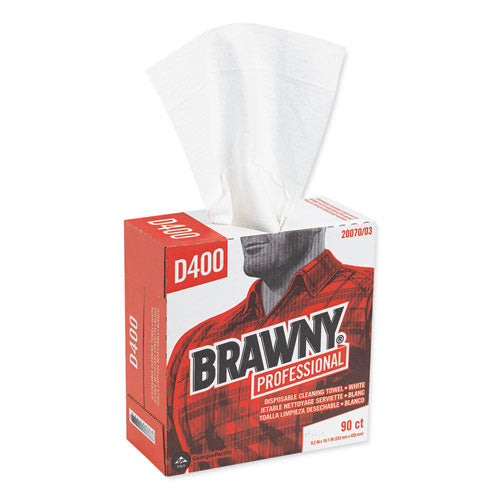 Image of Brawny® Professional 20070/03 Medium Duty Premium DRC Wipers, 1-Ply, 9.25 x 16.3, Unscented, White, 90 Wipes/Box, 10 Boxes/Carton