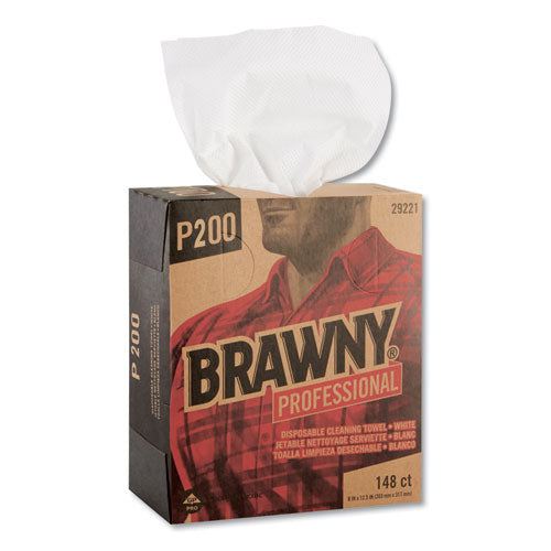 Image of Brawny® Professional 29221 Light Duty Paper Wipers, 2-Ply, 8 x 12.5, White, 148/Box, 20 Boxes/Carton
