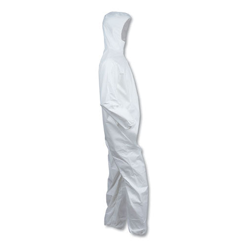 Image of KleenGuard KCC 44323 A40 Elastic-Cuff and Ankle Hooded Coveralls, Large, White, 25/Carton