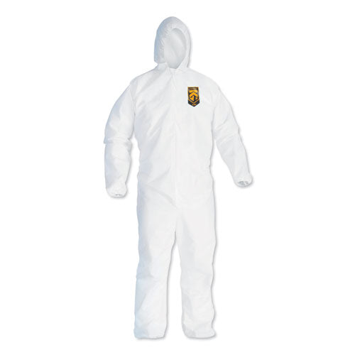 Image of KleenGuard KCC 44324 A40 Elastic-Cuff and Ankles Hooded Coveralls, X-Large, White, 25/Carton