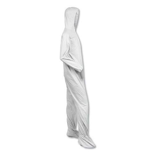 Image of KleenGuard 44337 A40 Elastic-Cuff, Ankle, Hood and Boot Coveralls, 4X-Large, White, 25/Carton