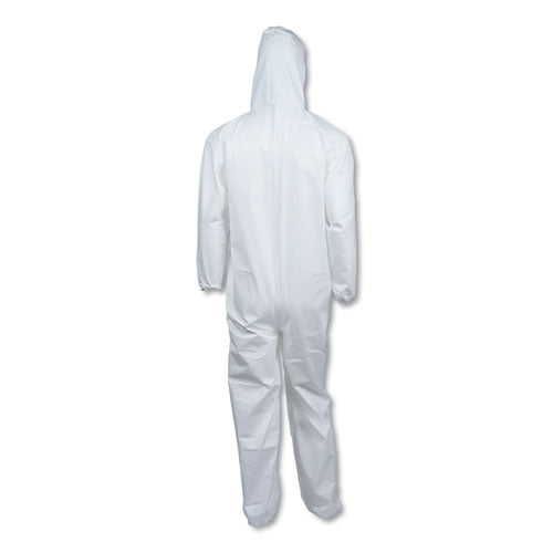 Image of KleenGuard KCC 44325 A40 Elastic-Cuff and Ankles Hooded Coveralls, 2X-Large, White, 25/Carton