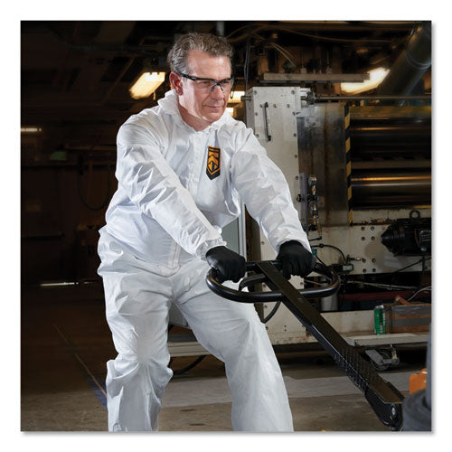 Image of KleenGuard KCC 44323 A40 Elastic-Cuff and Ankle Hooded Coveralls, Large, White, 25/Carton