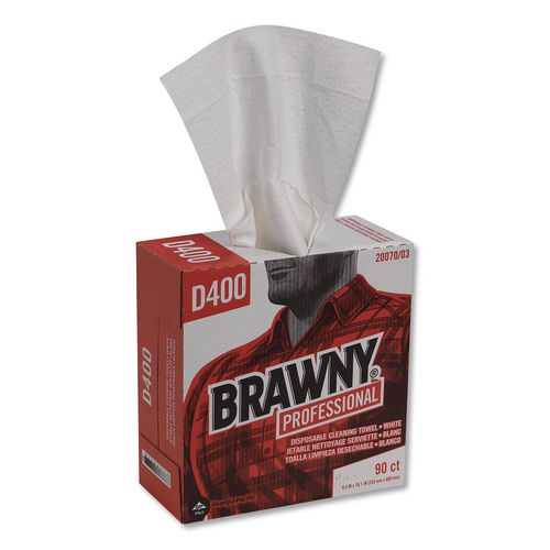 Image of Brawny® Professional 20070/03 Medium Duty Premium DRC Wipers, 1-Ply, 9.25 x 16.3, Unscented, White, 90/Box