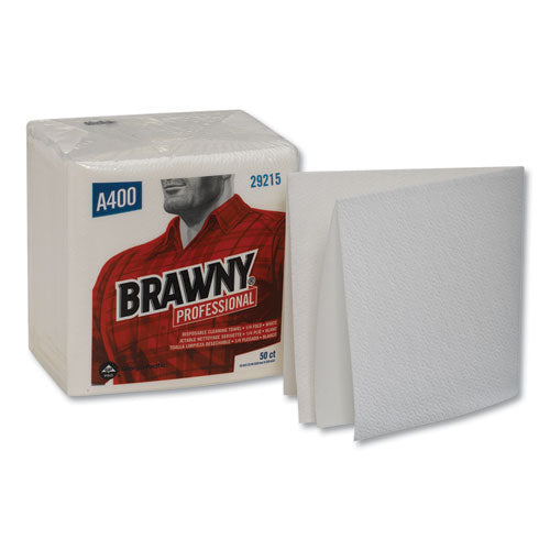 Image of Brawny® Professional 29215 All Purpose Wipers, 13 x 13, White, 50/Pack, 16/Carton