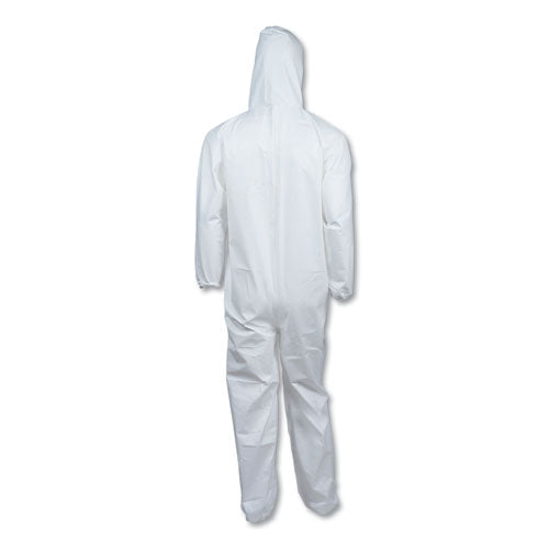 Image of KleenGuard KCC 44324 A40 Elastic-Cuff and Ankles Hooded Coveralls, X-Large, White, 25/Carton