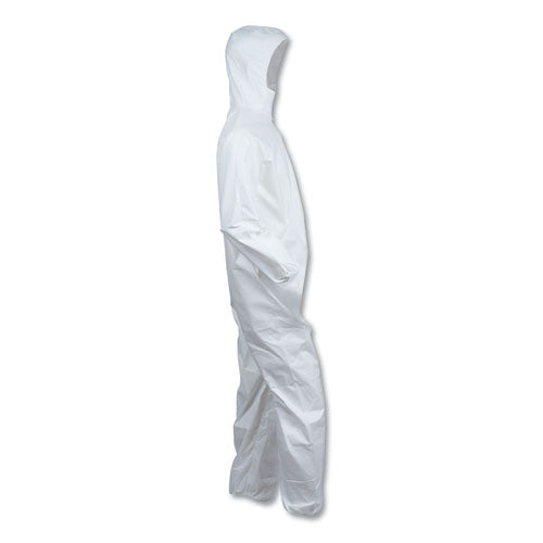 Image of KleenGuard KCC 44324 A40 Elastic-Cuff and Ankles Hooded Coveralls, X-Large, White, 25/Carton