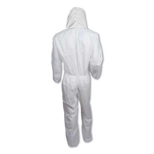 Image of KleenGuard 49114 A20 Elastic Back, Cuff And Ankle Hooded Coveralls, Zip, X-Large, White, 24/carton