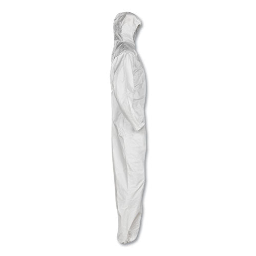 Image of KleenGuard 49114 A20 Elastic Back, Cuff And Ankle Hooded Coveralls, Zip, X-Large, White, 24/carton