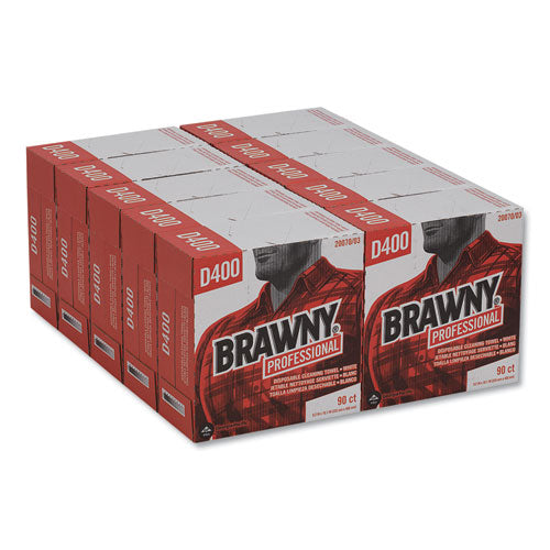 Image of Brawny® Professional 20070/03 Medium Duty Premium DRC Wipers, 1-Ply, 9.25 x 16.3, Unscented, White, 90 Wipes/Box, 10 Boxes/Carton