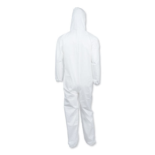 Image of KleenGuard KCC 44323 A40 Elastic-Cuff and Ankle Hooded Coveralls, Large, White, 25/Carton