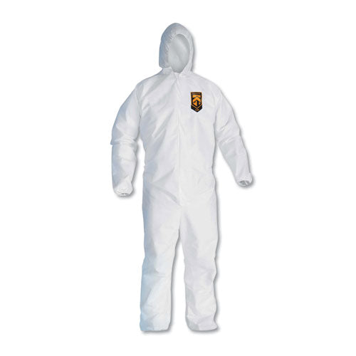 Image of KleenGuard 49114 A20 Elastic Back, Cuff And Ankle Hooded Coveralls, Zip, X-Large, White, 24/carton