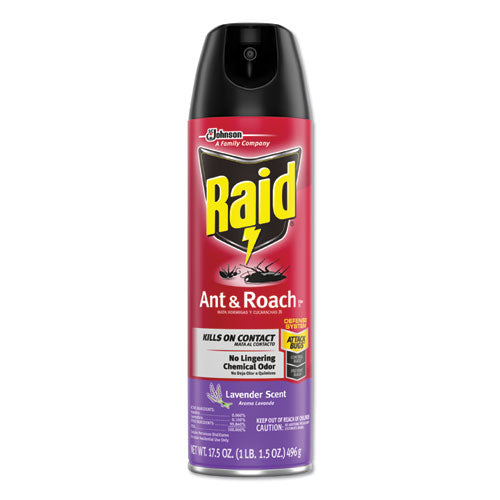 Image of Raid® 386221 Ant and Roach Killer, 17.5 oz Aerosol Spray, Lavender, 12/Carton