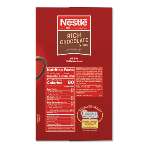 Image of Nestle® 12098978 Hot Cocoa Mix, Rich Chocolate, 0.71 Oz Packets, 50/box, 6 Box/carton