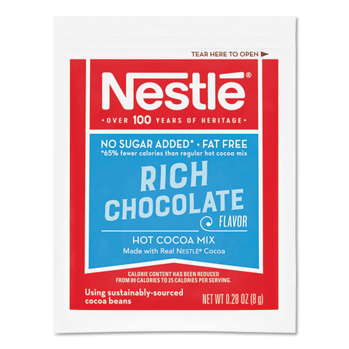 Image of Nestle® 12240821 No-Sugar-Added Hot Cocoa Mix Envelopes, Rich Chocolate, 0.28 Oz Packet, 30/box