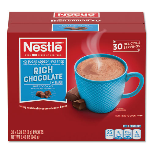 Image of Nestle® 12240821 No-Sugar-Added Hot Cocoa Mix Envelopes, Rich Chocolate, 0.28 Oz Packet, 30/box