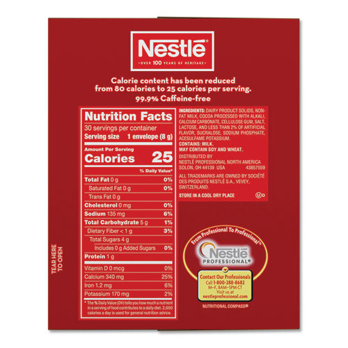 Image of Nestle® 12240821 No-Sugar-Added Hot Cocoa Mix Envelopes, Rich Chocolate, 0.28 Oz Packet, 30/box