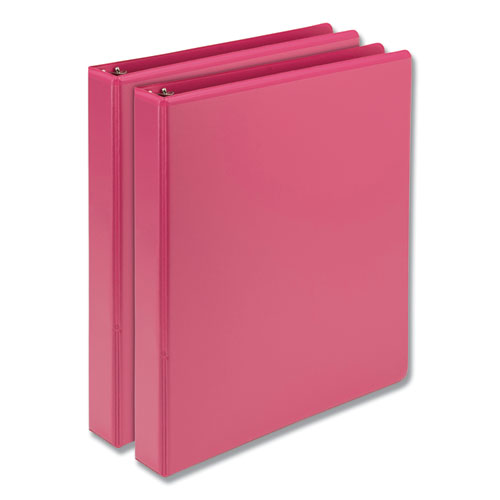 Image of Samsill® U86376 Earth's Choice Plant-Based Durable Fashion View Binder, 3 Rings, 1" Capacity, 11 x 8.5, Berry, 2/Pack