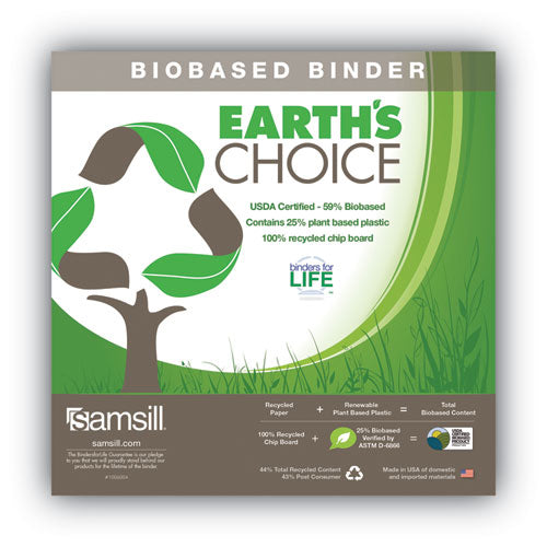 Image of Samsill® 18907 Earth's Choice Plant-Based Round Ring View Binder, 3 Rings, 5" Capacity, 11 x 8.5, White