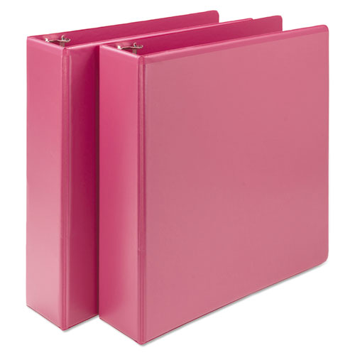 Image of Samsill® U86676 Earth's Choice Plant-Based Durable Fashion View Binder, 3 Rings, 2" Capacity, 11 x 8.5, Berry, 2/Pack