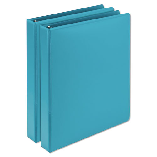 Image of Samsill® U86377 Earth's Choice Plant-Based Durable Fashion View Binder, 3 Rings, 1" Capacity, 11 x 8.5, Turquoise, 2/Pack