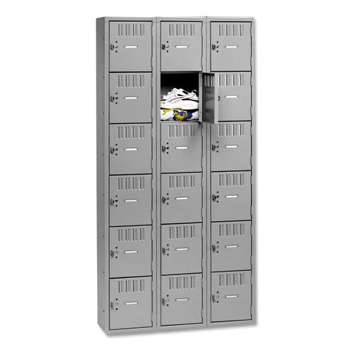 Image of Tennsco BS6-121812-C-MGY Box Compartments, Triple Stack, 36w X 18d X 72h, Medium Gray