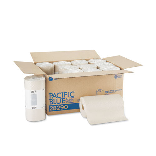 Image of Georgia Pacific® Professional 28290 Pacific Blue Basic Jumbo Perforated Kitchen Roll Paper Towels, 2-Ply, 11 x 8.8, Brown, 250/Roll, 12 Rolls/Carton