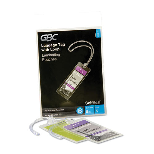 Image of GBCÂ® Selfseal Self-Adhesive Laminating Pouches And Single-Sided Sheets, 8 Mil, 2.88" X 4.63", Gloss Clear, 5/pack