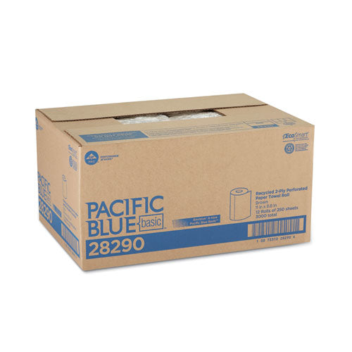 Image of Georgia Pacific® Professional 28290 Pacific Blue Basic Jumbo Perforated Kitchen Roll Paper Towels, 2-Ply, 11 x 8.8, Brown, 250/Roll, 12 Rolls/Carton
