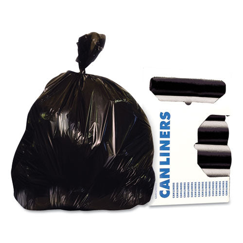 Image of Heritage H8647TK Linear Low-Density Can Liners, Super Tuf, 56 gal, 0.9 mil, 43" x 47", Black, 100/Carton