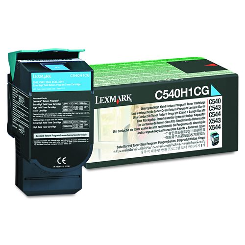 Image of Lexmark C540h1cg Return Program High-Yield Toner, 2,000 Page-Yield, Cyan