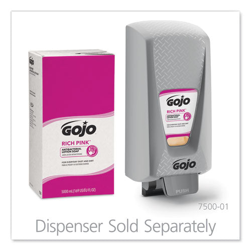 Image of GOJO® 7520-02 RICH PINK Antibacterial Lotion Soap Refill, Floral Scent, 5,000 mL, 2/Carton