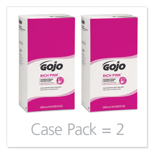 Image of GOJO® 7520-02 RICH PINK Antibacterial Lotion Soap Refill, Floral Scent, 5,000 mL, 2/Carton