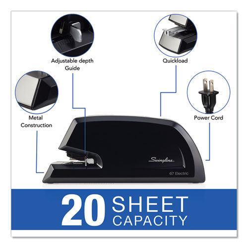 Image of Swingline® S7006701A Commercial Electric Stapler, 20-Sheet Capacity, Black
