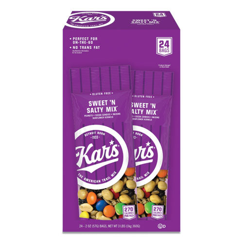 Image of Kar's KAR08387 Nut Snacks, Sweet 'N Salty Mix, 2 oz Packets, 24/Box