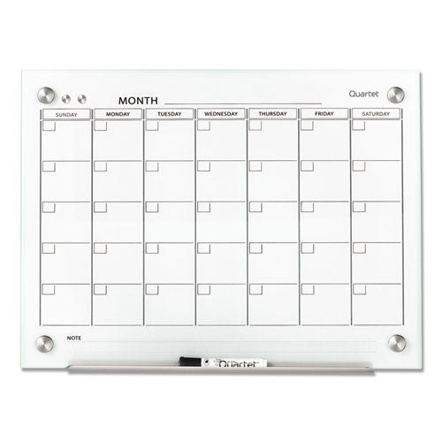 Image of Quartet® GC2418F Infinity Magnetic Glass Calendar Board, Monthly Planning/Scheduling, 24" x 18", White Surface