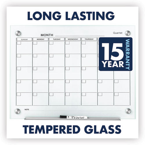 Image of Quartet® GC2418F Infinity Magnetic Glass Calendar Board, Monthly Planning/Scheduling, 24" x 18", White Surface