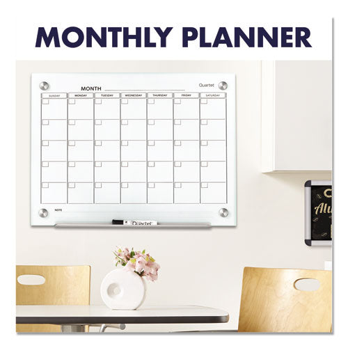 Image of Quartet® GC2418F Infinity Magnetic Glass Calendar Board, Monthly Planning/Scheduling, 24" x 18", White Surface