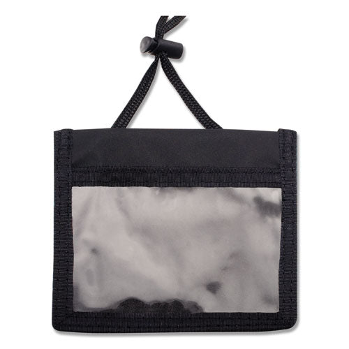Image of Advantus 75452 ID Badge Holders with Convention Neck Pouch, Horizontal, Black/Clear 5" x 4.25" Holder, 2.75" x 4" Insert, 48" Cord, 12/Pack