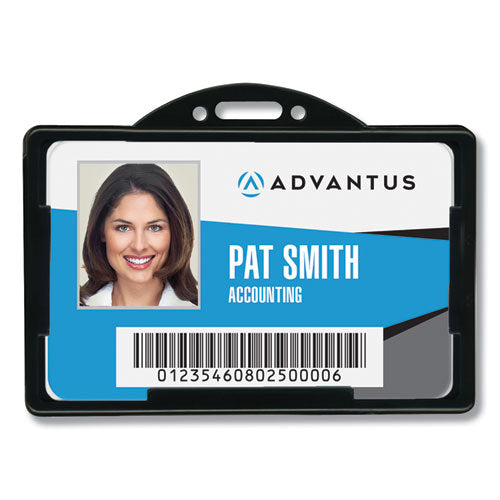 Image of Advantus 75656 ID Card Holders, Horizontal, Black 3.68" x 2.38" Holder, 3.38" x 2.13" Insert, 25/Pack
