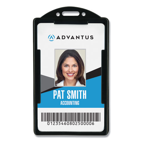 Image of Advantus 75657 ID Card Holders, Vertical, Black 2.38" x 3.68" Holder, 2.13" x 3.38" Insert, 25/Pack