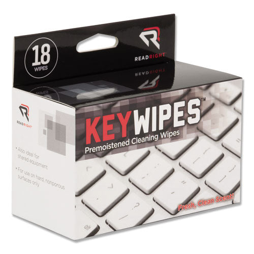 Image of Read Right® RR1233 KeyWipes Keyboard Wet Wipes, 6.88 x 5, Unscented, 18/Box
